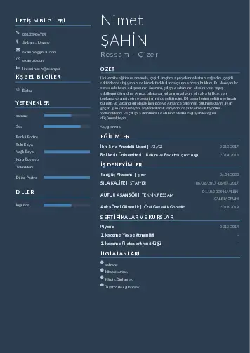 Ressam Cv Örnekleri cv indir